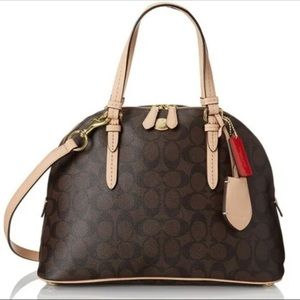 COACH ‘Peyton’ Signature Cora Domed Satchel (F26184) Classic Brown w/Tan Leather